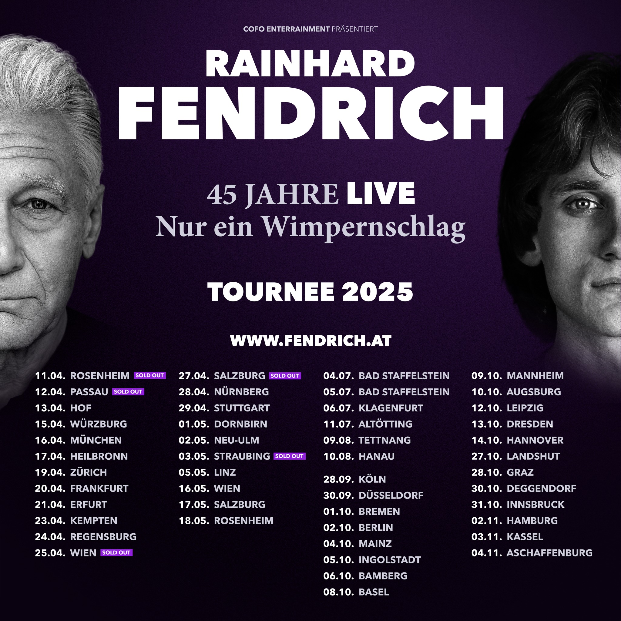 Rainhard Fendrich Nur ein Wimpernschlag Tour Poster 2025